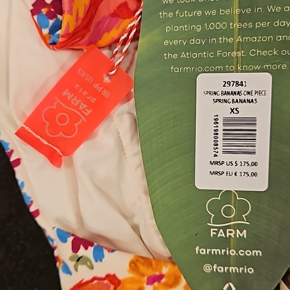 💕FARM RIO💕 Spring Bananas One Piece Swimsuit ~ Spring Bananas Print XS NWT - Picture 15 of 16